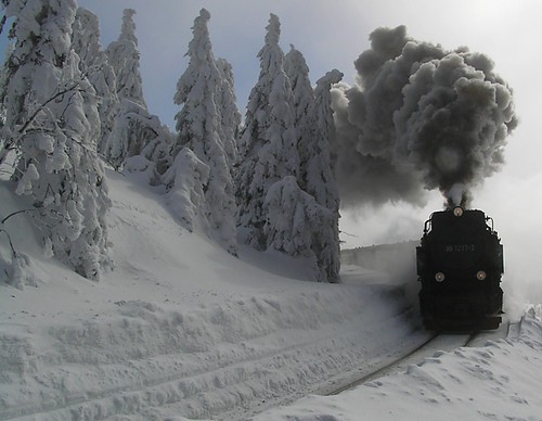 Brocken train in snow; unknown photographer.